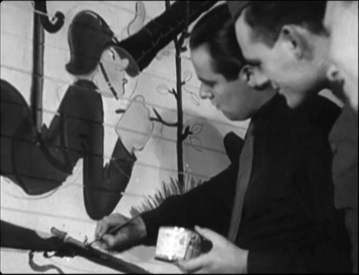 In het leger tekent Geesink muurschilderijen in een aantal kantines. (1939)