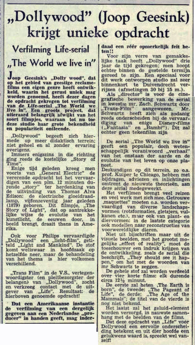 Bericht uit Utrechts Nieuwsblad, juli 1953