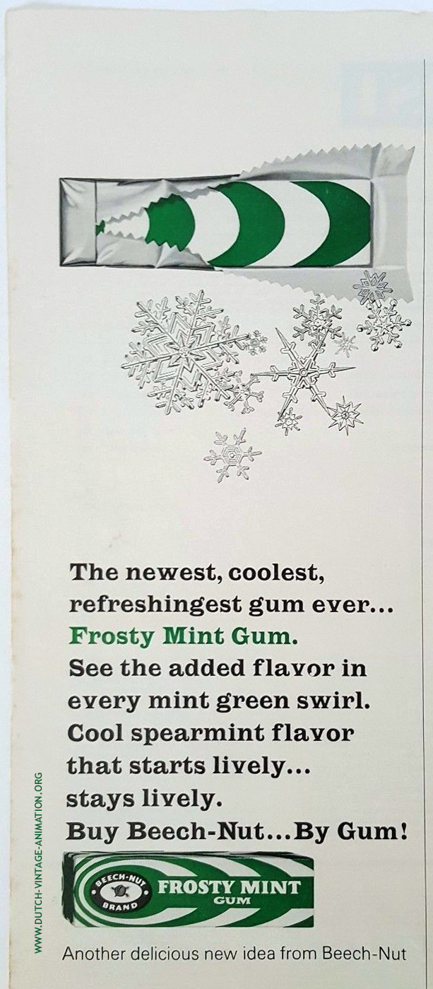 Adverteeentie in magazine voor Beech Nut Frosty Mint (1964)